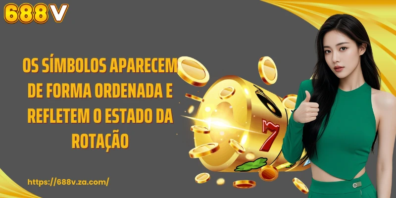Os símbolos aparecem de forma ordenada e refletem o estado da rotação